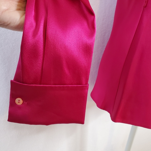 Lafayette 148 Silk‎ Blouse Womens Size 8 Raspberry Holidays Work Christmas M - Picture 5 of 13